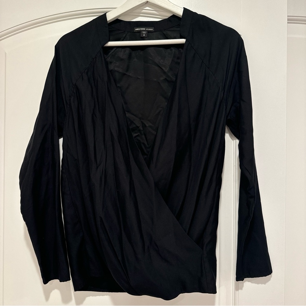 James Peres size 0 blouse black top